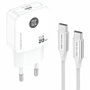 Tech One Tech TEC2221 Cargador de Pared 20W GaN con Cable USB-C Blanco